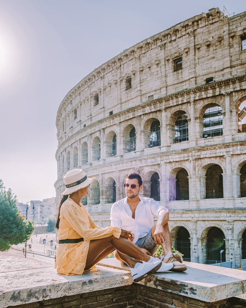 Young Couple on a City Trip in Rome, Italy