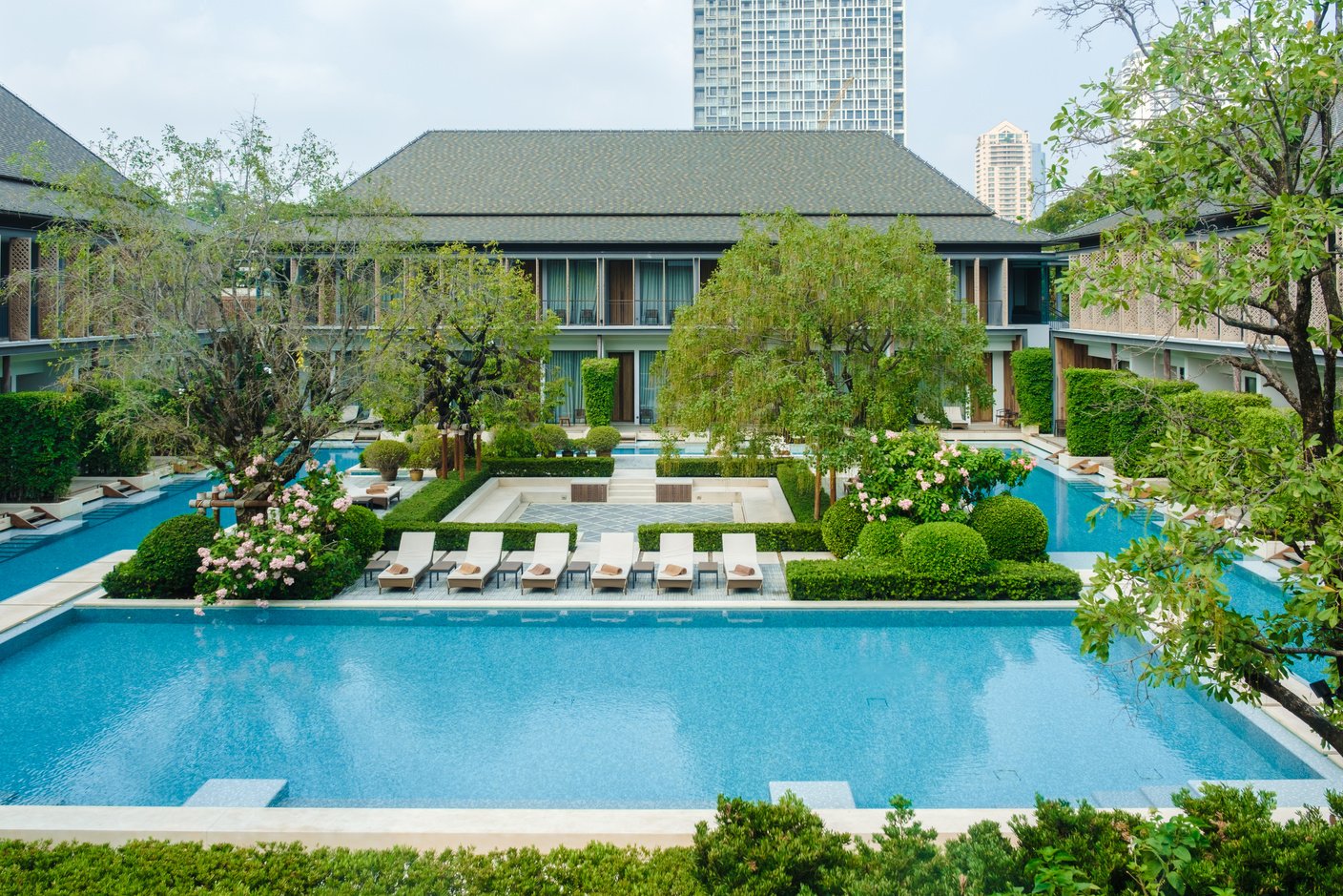 Luxury 5 star hotel pool in Asia Bangkok Thailand